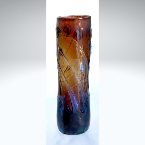 Click to view detail for DB-837 Vase Gold Brown Lily Pad Cylinder $79